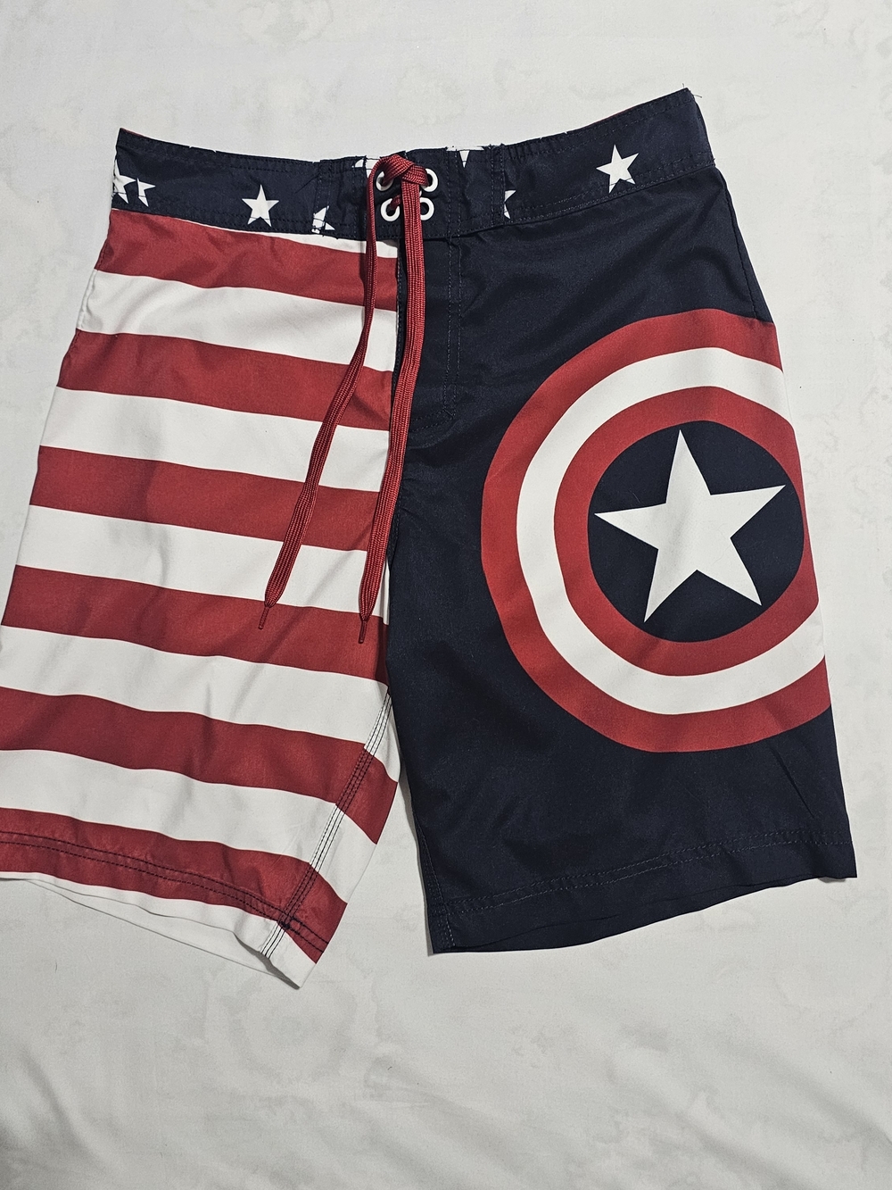 Marvel Men's Red, White & Navy Captain Shield Board Shorts